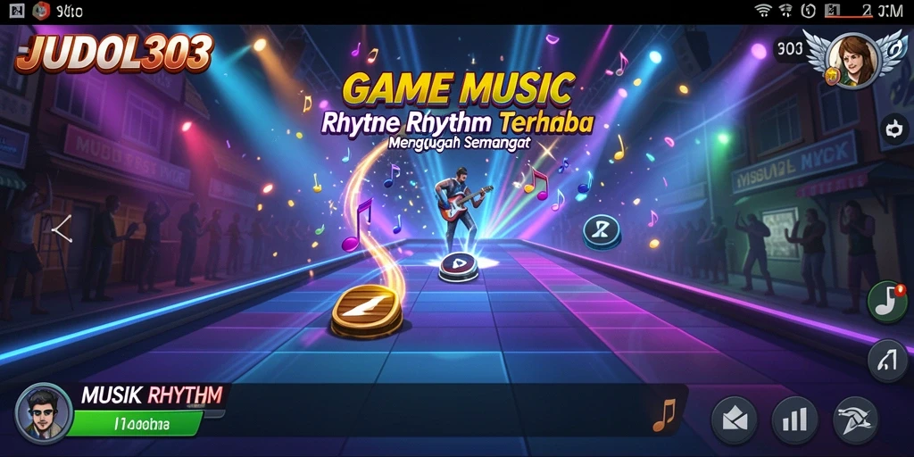 Tampilan screenshot JUDOL303 dengan antarmuka permainan Musik Rhythm yang kaya warna.