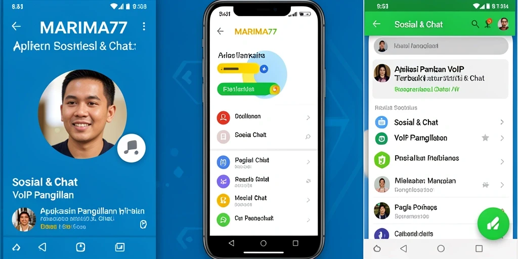 Antarmuka aplikasi MARIMA77 yang sederhana dan modern untuk panggilan VoIP.