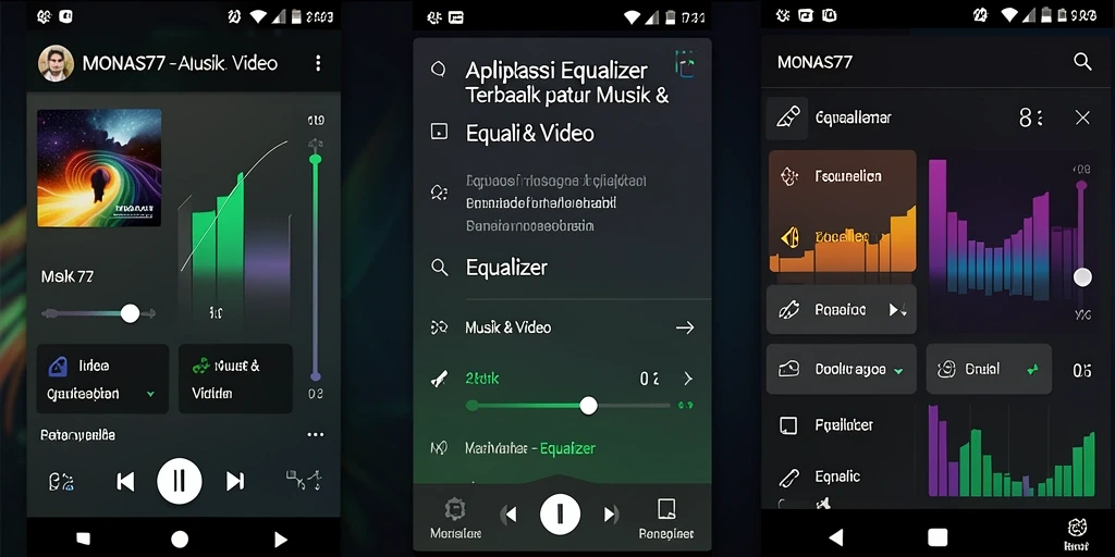 Antarmuka MONAS77 yang modern dan intuitif untuk equalizer.