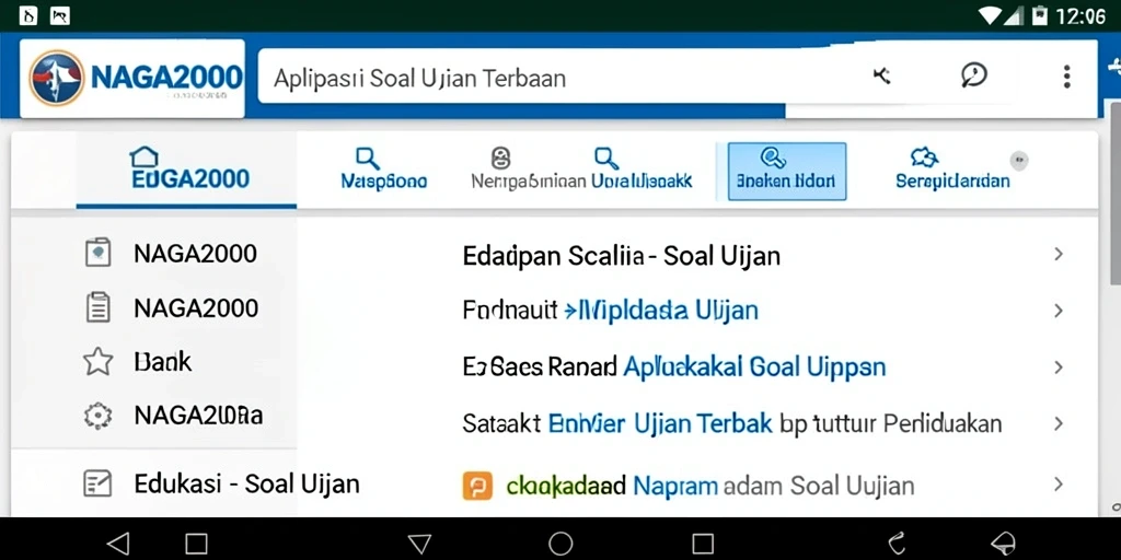 Antarmuka NAGA2000 yang sederhana dan fungsional untuk soal ujian.